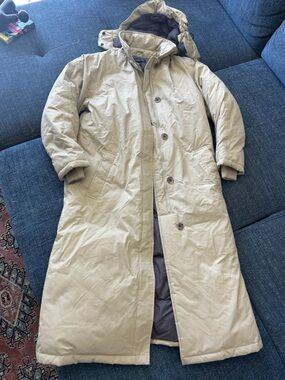 Lands' End Women’s Down Puffer Coat in Light Beige